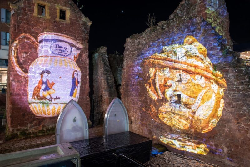 RAMM objects projected onto ruins as part of Museum at Large