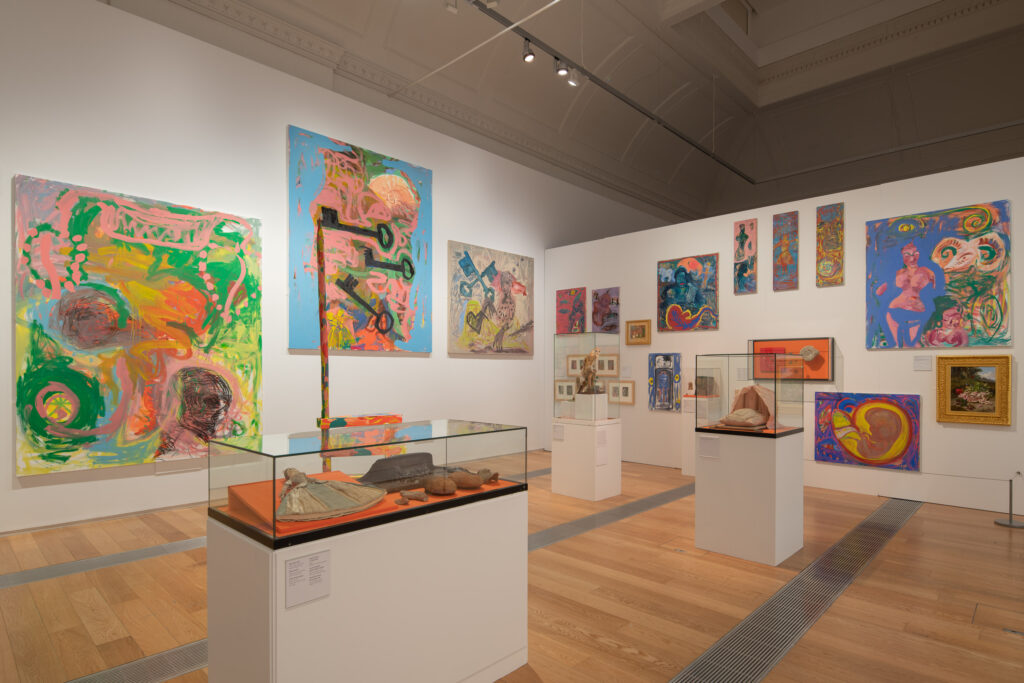 Installation view, Earth Spells at RAMM, Lucy Stein, various works
